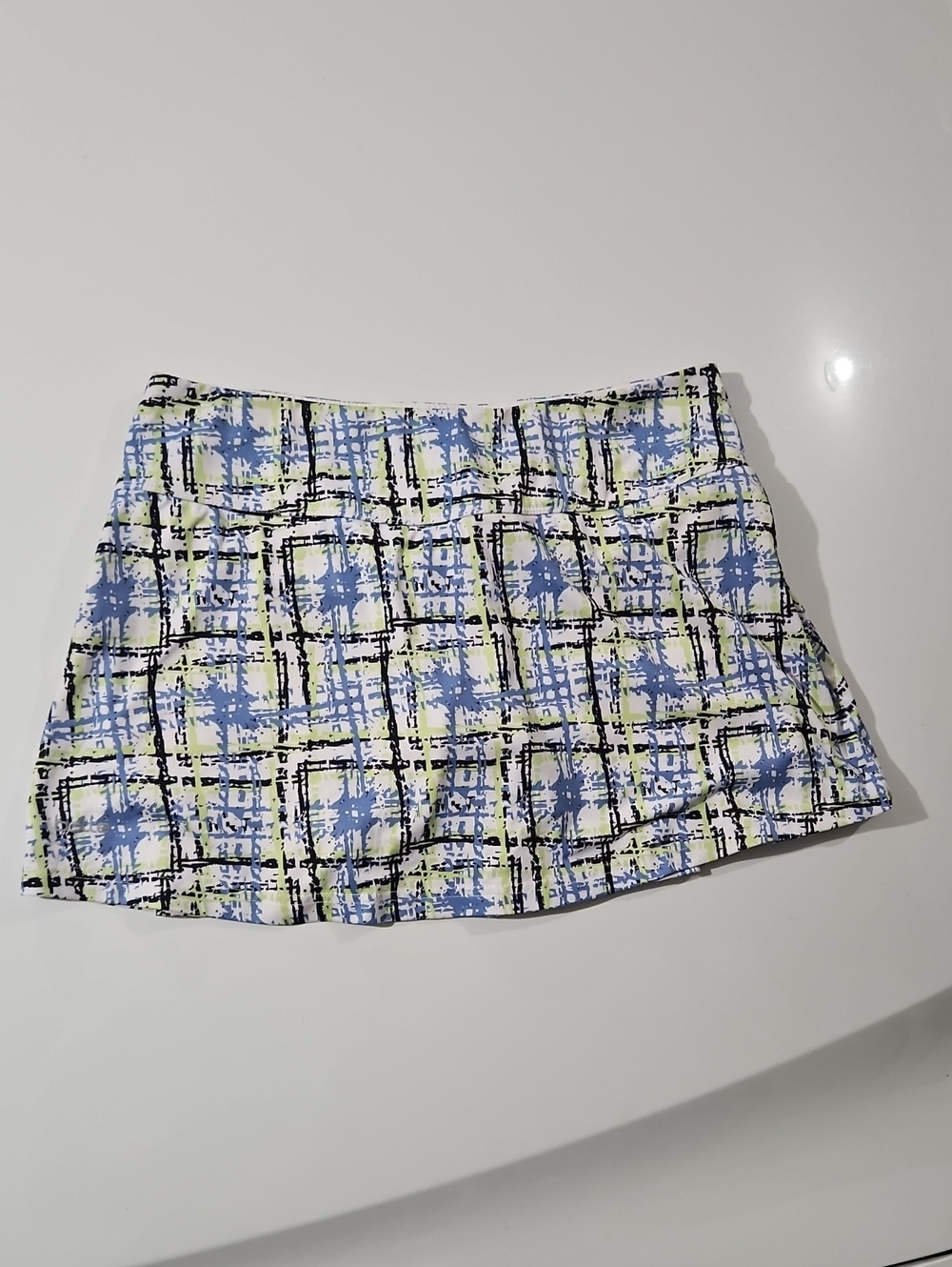 bolle Blue & Lime Plaid Print Women’s Athletic Skort Sz L